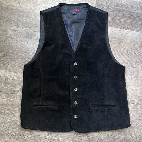 Vintage REPP Black Suede Leather Vest -Large Tall - Picture 7 of 8